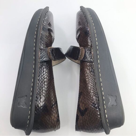 Alegria FELIZ 713 Brown Patent Leather Snakeskin Print Mary Jane Support Shoes - Picture 8 of 16